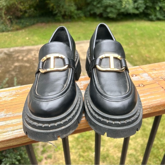 Twinset Black Chucky loafers with Gold Oval T logo - Picture 3 of 7
